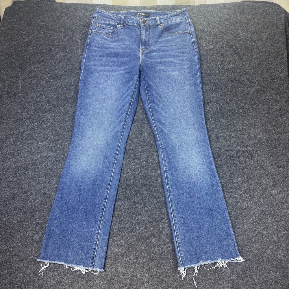 D. Jeans Bootcut Womens 8 Blue Denim Cotton Stretch Raw Hem Whiskering Casual